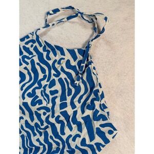 Land of the Free Blue free people maxi dress large Abstract halter side slit NWT